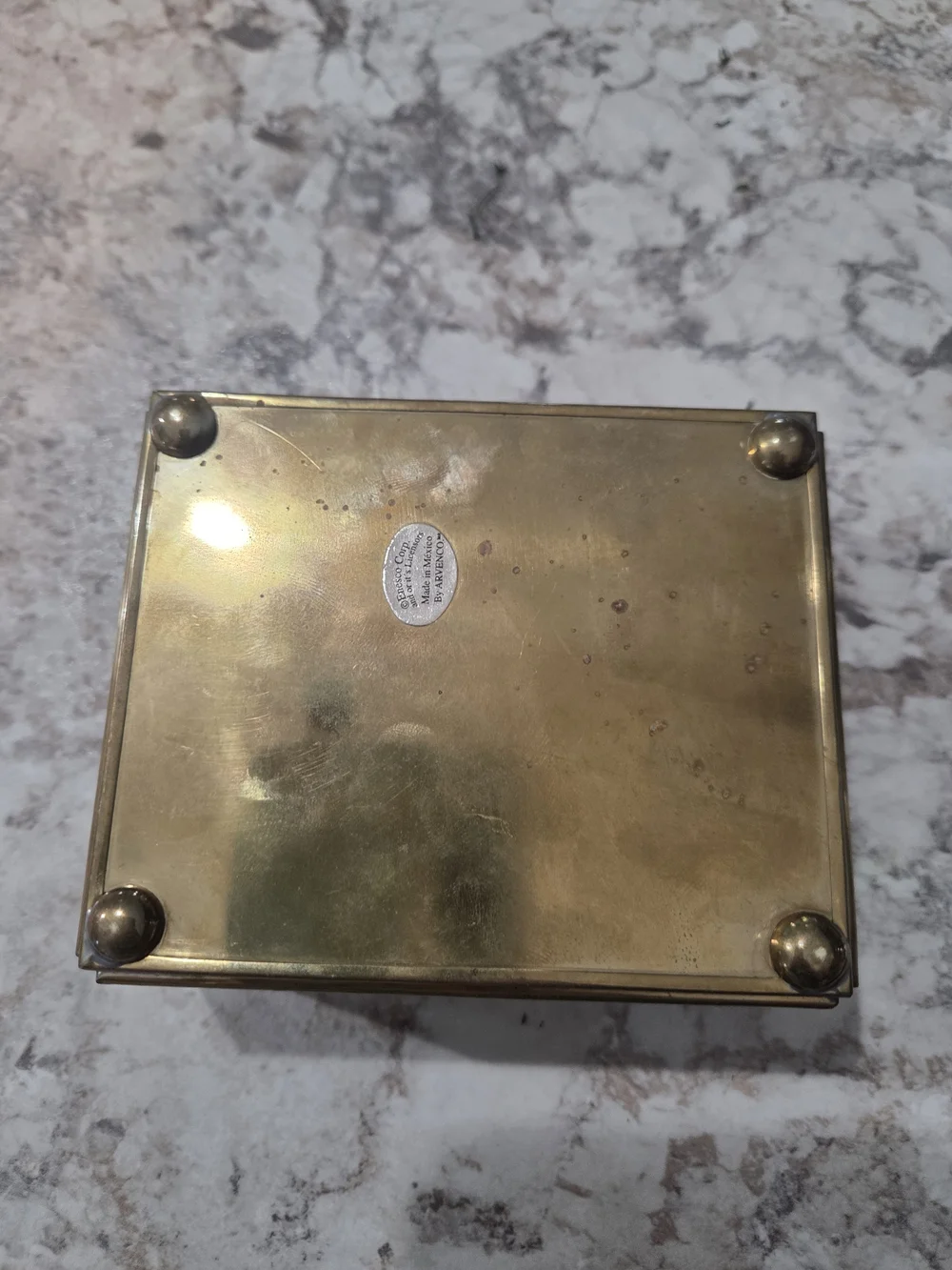 Small Vintage Thomas Kinkade “Painter Of Light” Ensco Trinket Box Brass / Glass